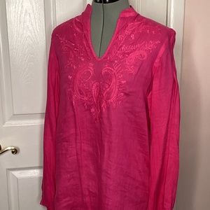 Ralph Lauren pink beach tunic with paisley  embroidery Womens medium
